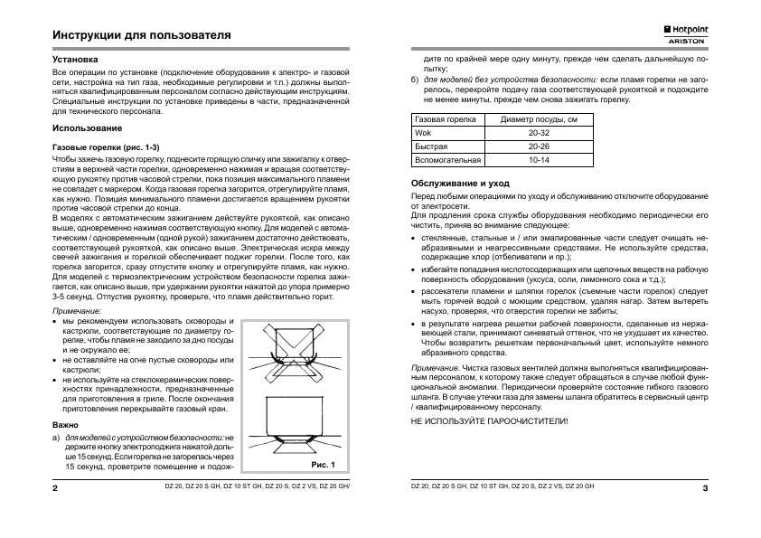 Инструкция Hotpoint-Ariston DZ-2 VS IX/HA