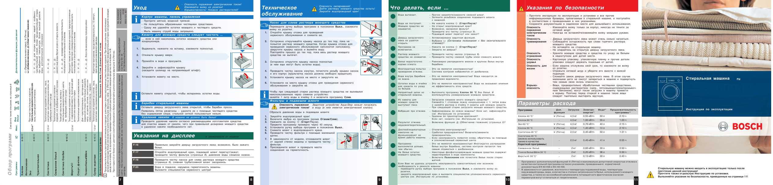 Инструкция BOSCH WLX-20460