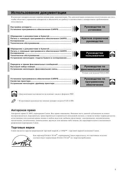 Инструкция Canon FAX-L400 (user)