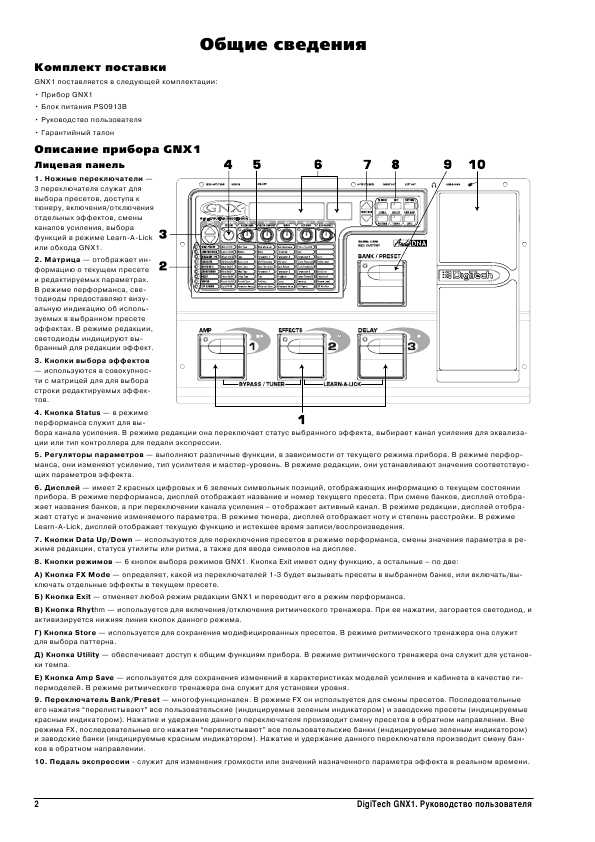 Инструкция DIGITECH GNX1