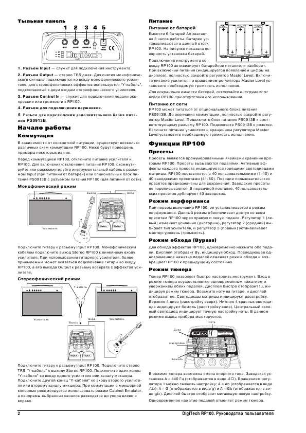 Инструкция DIGITECH RP-100