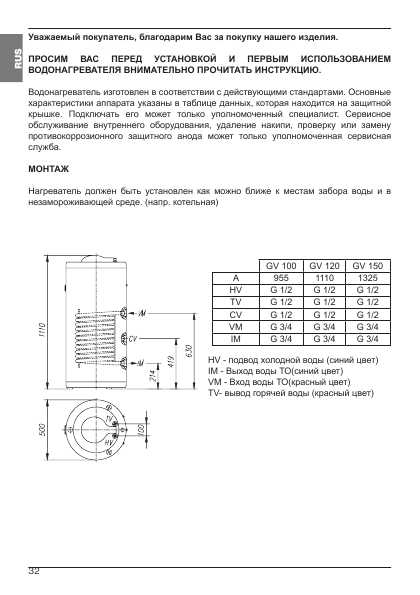 Инструкция Gorenje GV 100-150