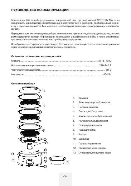 Инструкция Mystery MFS-1302