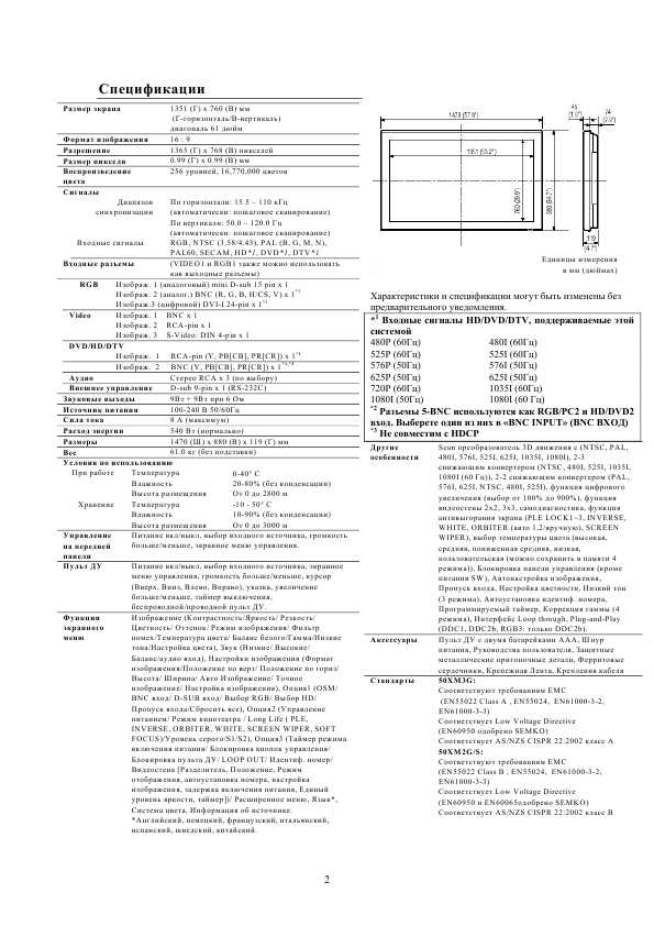 Инструкция NEC PlasmaSync 61XM2