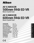 Инструкция Nikon AF-S 600 mm f/4G ED VR