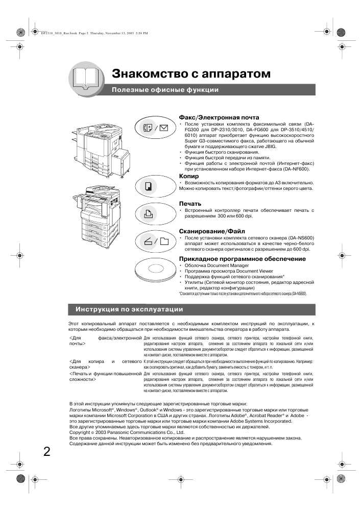 Инструкция Panasonic DP-2310