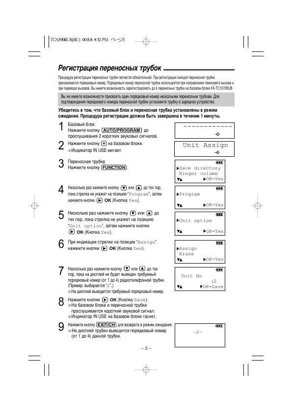 Инструкция Panasonic KX-TCA390RUB