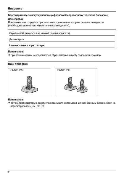 Инструкция Panasonic KX-TG1106RU