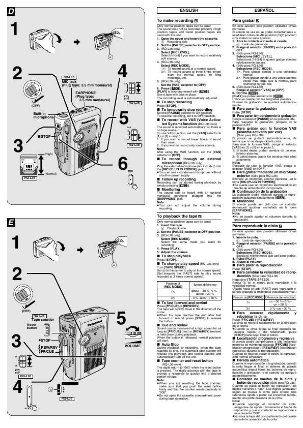 Инструкция Panasonic RQ-L36