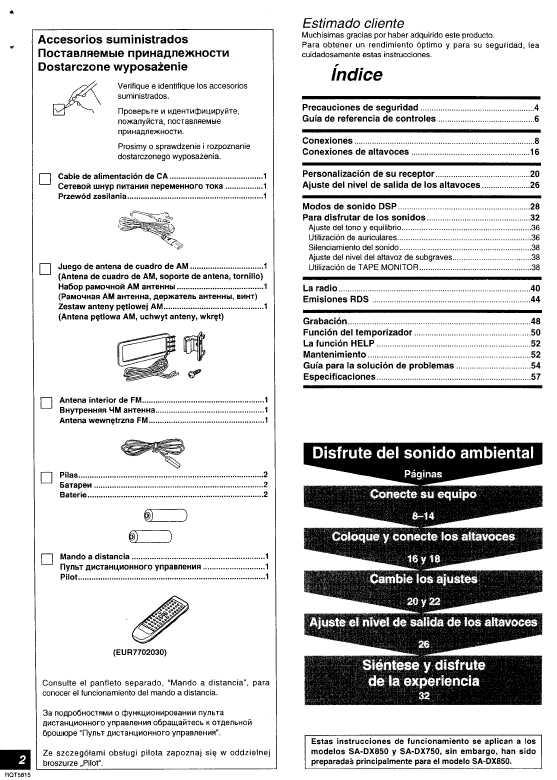 Инструкция Panasonic SA-DX750