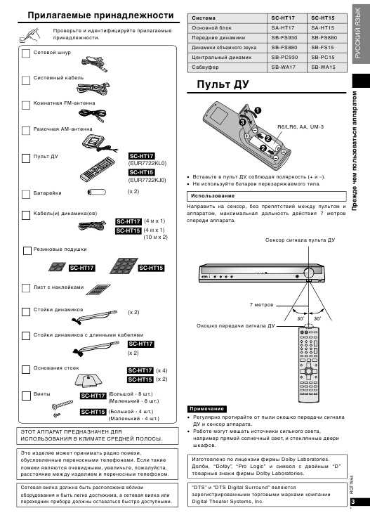 Инструкция Panasonic SC-HT17