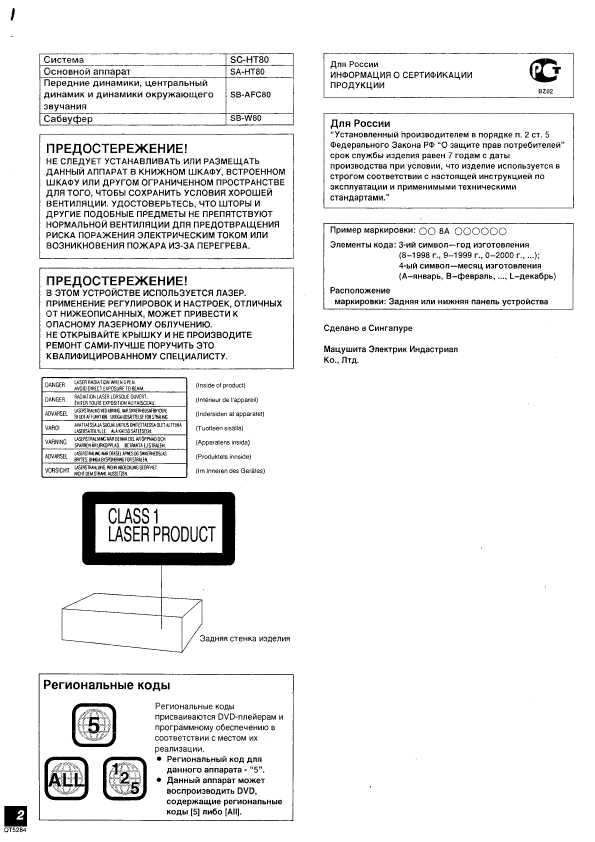 Инструкция Panasonic SC-HT80