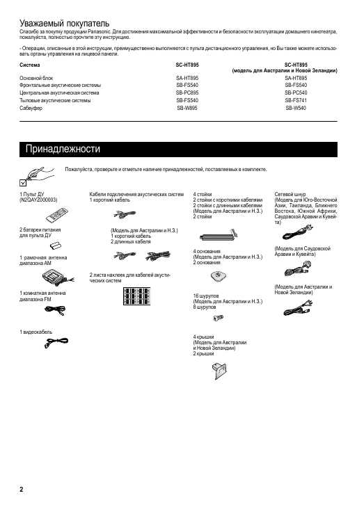 Инструкция Panasonic SC-HT895