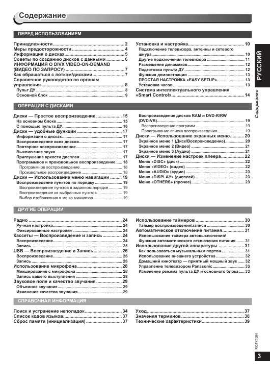 Инструкция Panasonic SC-VK480