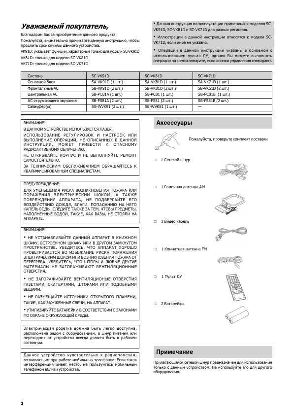 Инструкция Panasonic SC-VK91D