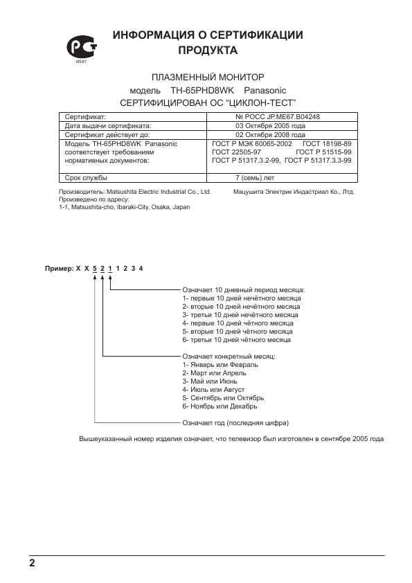 Инструкция Panasonic TH-65PHD8