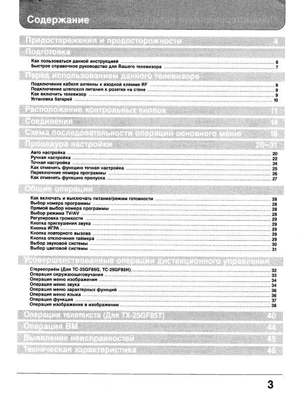 Инструкция Panasonic TX-25GF85