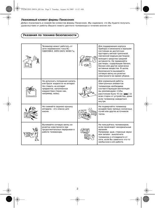 Инструкция Panasonic TX-29E220T