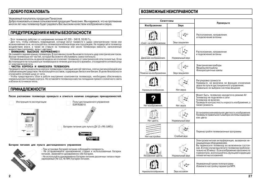 Инструкция Panasonic TX-29PS2P