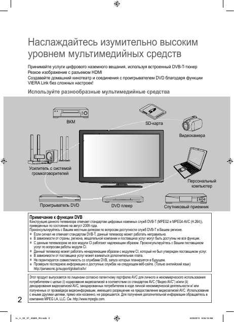 Инструкция Panasonic TX-LR42D25