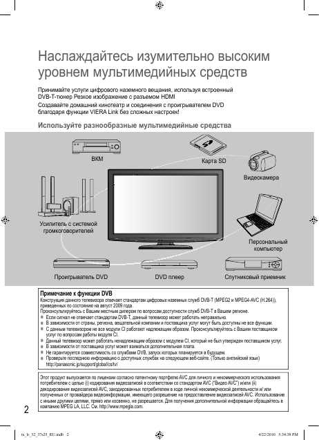 Инструкция Panasonic TX-LR37S25