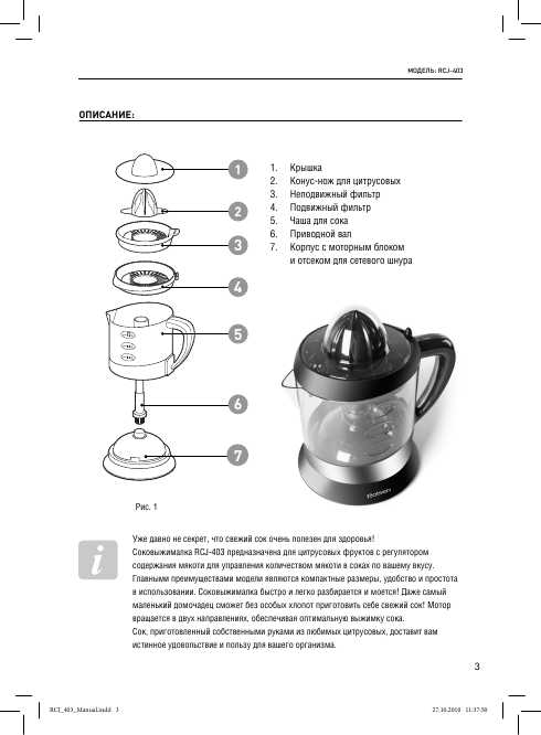 Инструкция Rolsen RCJ-403