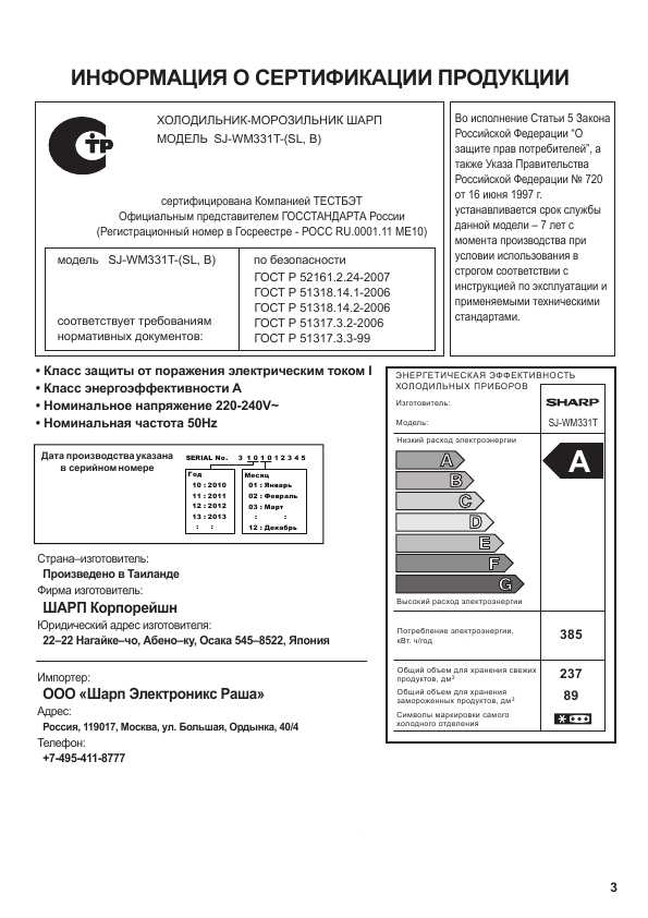 Инструкция Sharp SJ-WM331T