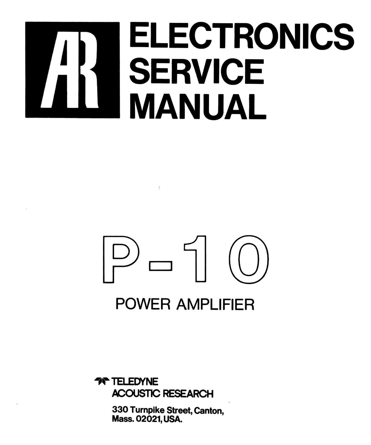 Сервисная инструкция Acoustic-Research P-10