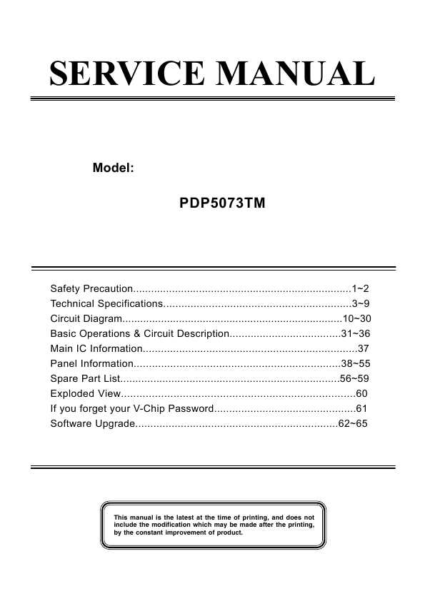 Сервисная инструкция Akai PDP-5073TM