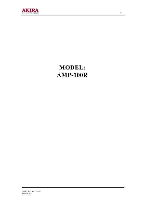 Сервисная инструкция Akira AMP-100R
