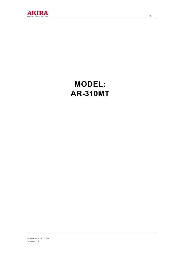 Сервисная инструкция Akira AR-310MT