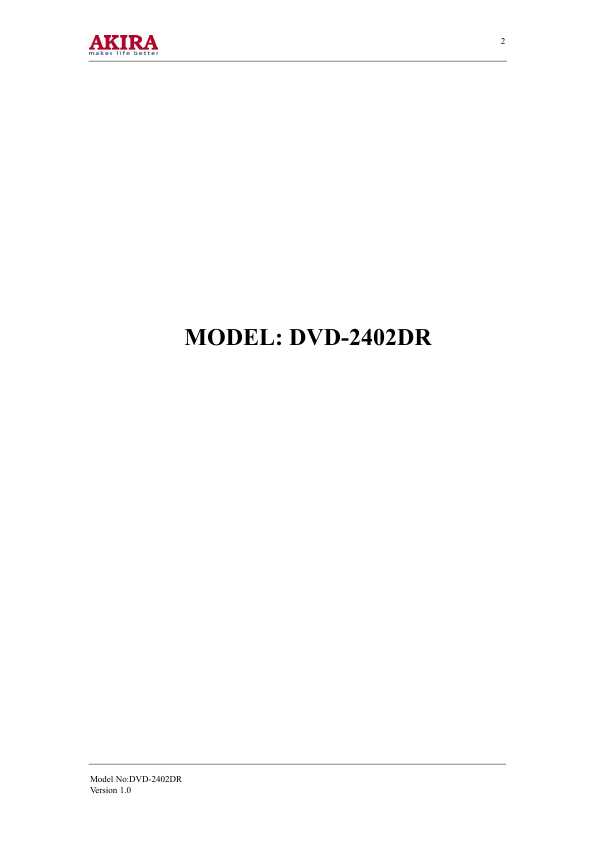 Сервисная инструкция Akira DVD-2402DR