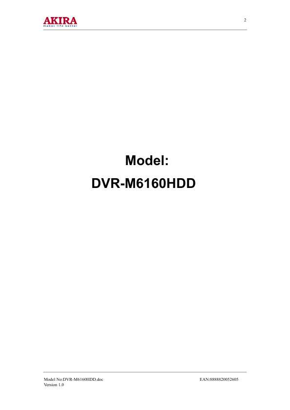 Сервисная инструкция Akira DVR-M6160HDD