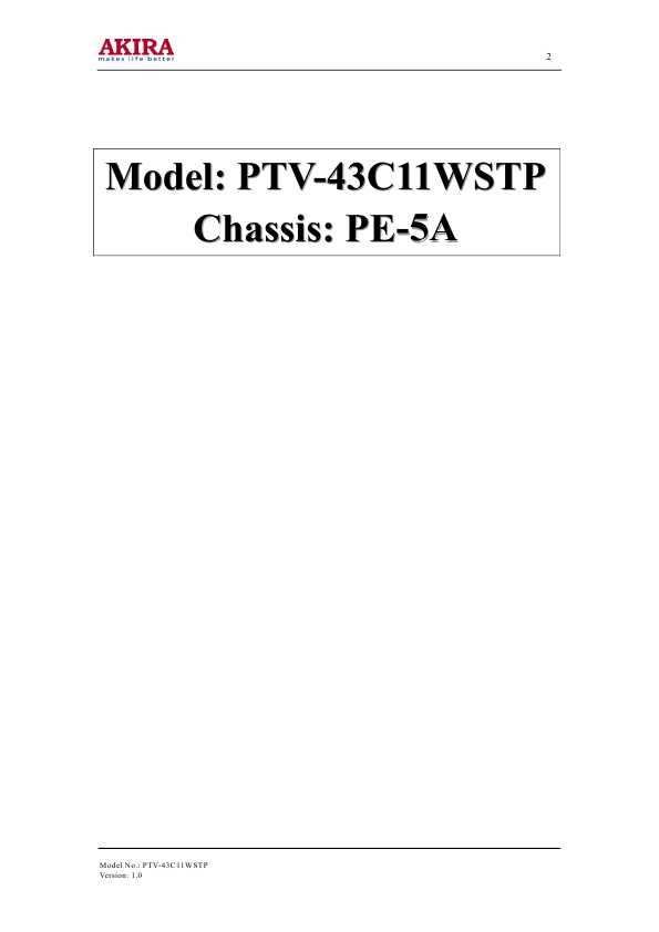 Сервисная инструкция Akira PTV-43C11WSTP