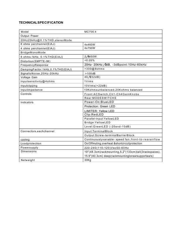 Сервисная инструкция Alto MC700.4, V.2