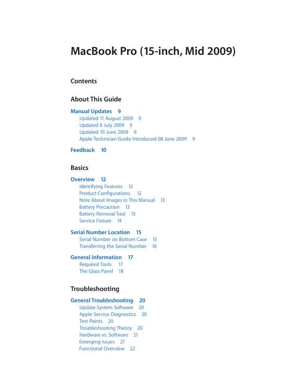 Сервисная инструкция Apple MacBook Pro 15 mid '09
