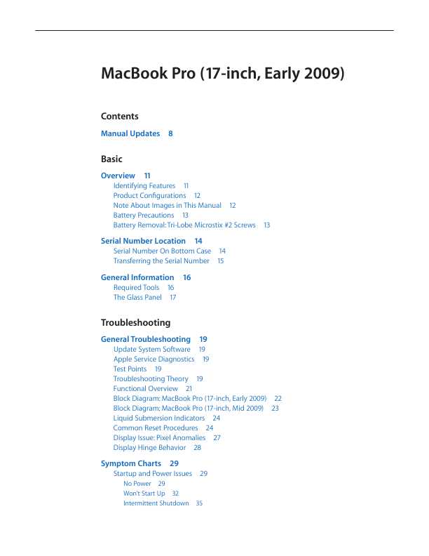 Сервисная инструкция Apple MacBook Pro 17 early '09