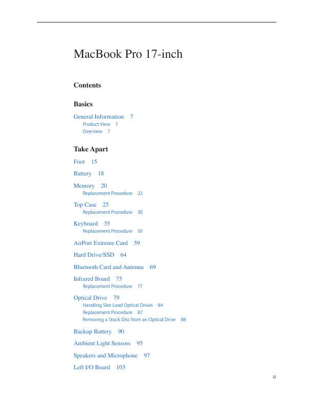 Сервисная инструкция Apple MacBook Pro 17 late '07