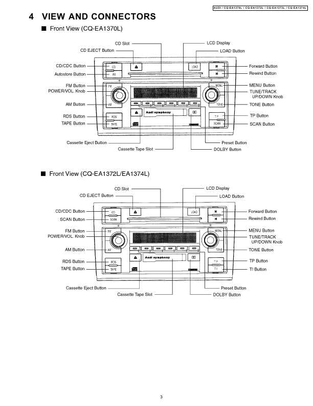 Сервисная инструкция Panasonic CQ-EA1370, CQ-EA1372, CQ-EA1373, CQ-EA1374