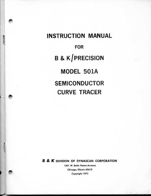 Сервисная инструкция B&K 501A CURVE TRACER