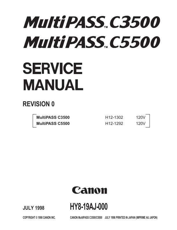 Сервисная инструкция Canon Multipass C635, C3500, C5500