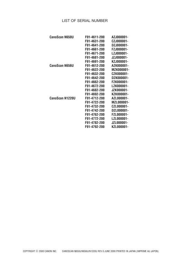 Сервисная инструкция Canon N-650U, N656U, N-1220U Canoscan