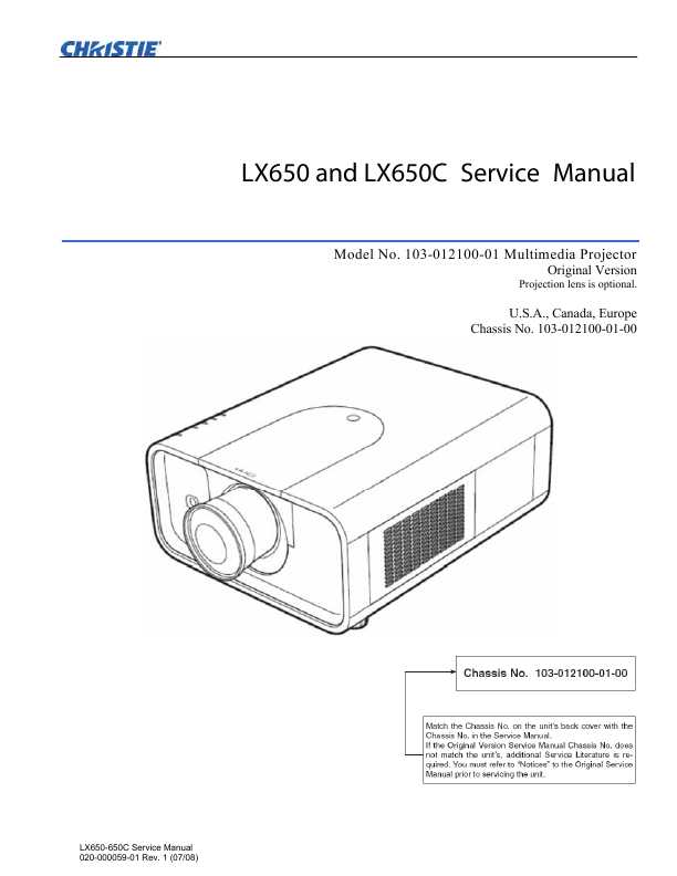 Сервисная инструкция Christie LX-650, LX-650C