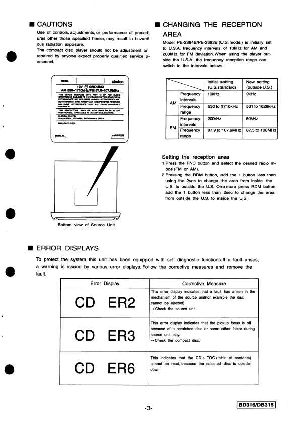 Сервисная инструкция Clarion BD316, DB315
