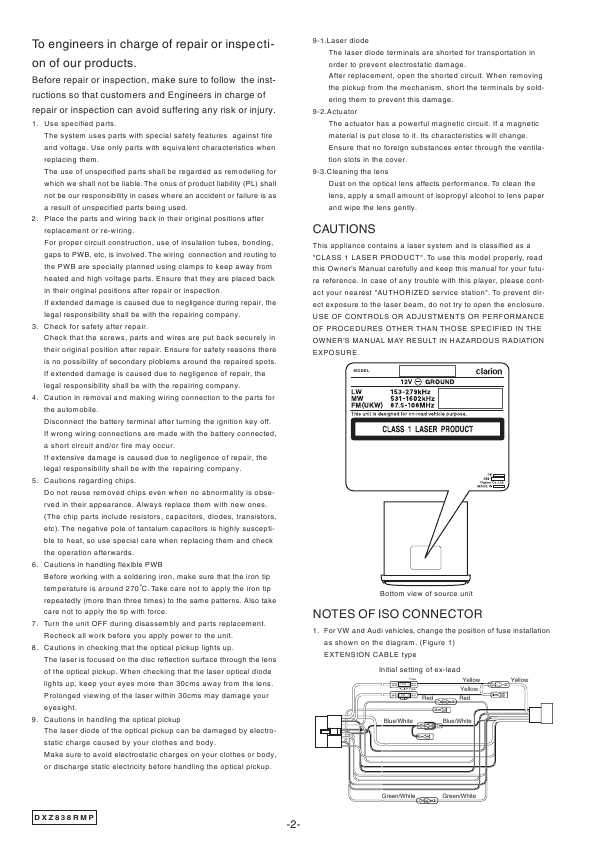 Сервисная инструкция Clarion DXZ838RMP