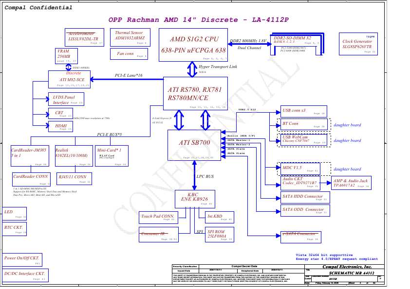 Схема Compaq CQ40 AMD COMPAL LA-4112P