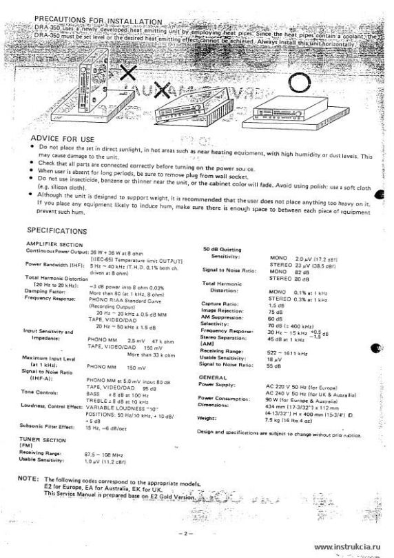 Сервисная инструкция DENON DRA-350