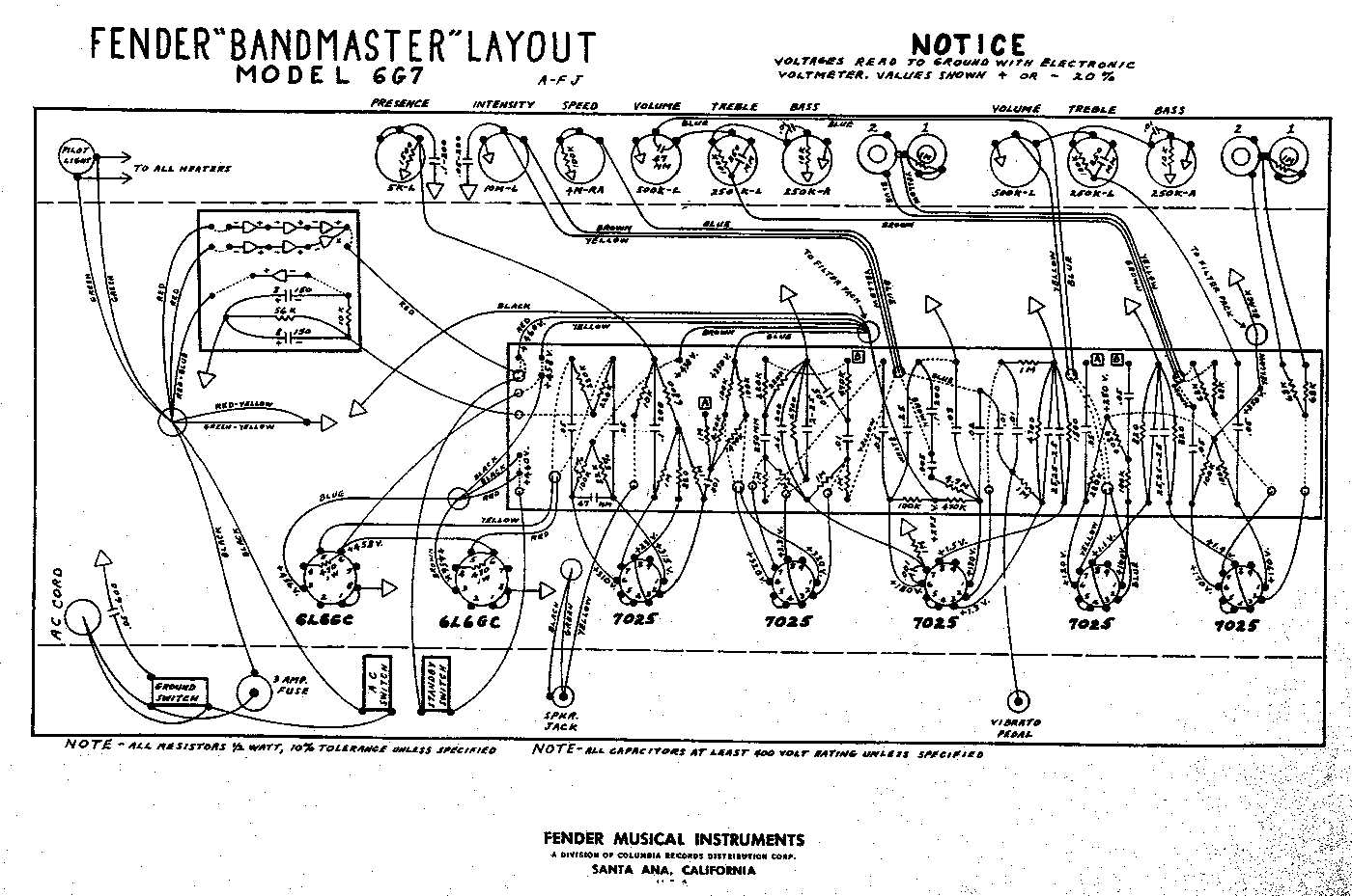 Схема Fender BANDMASTER 6G7