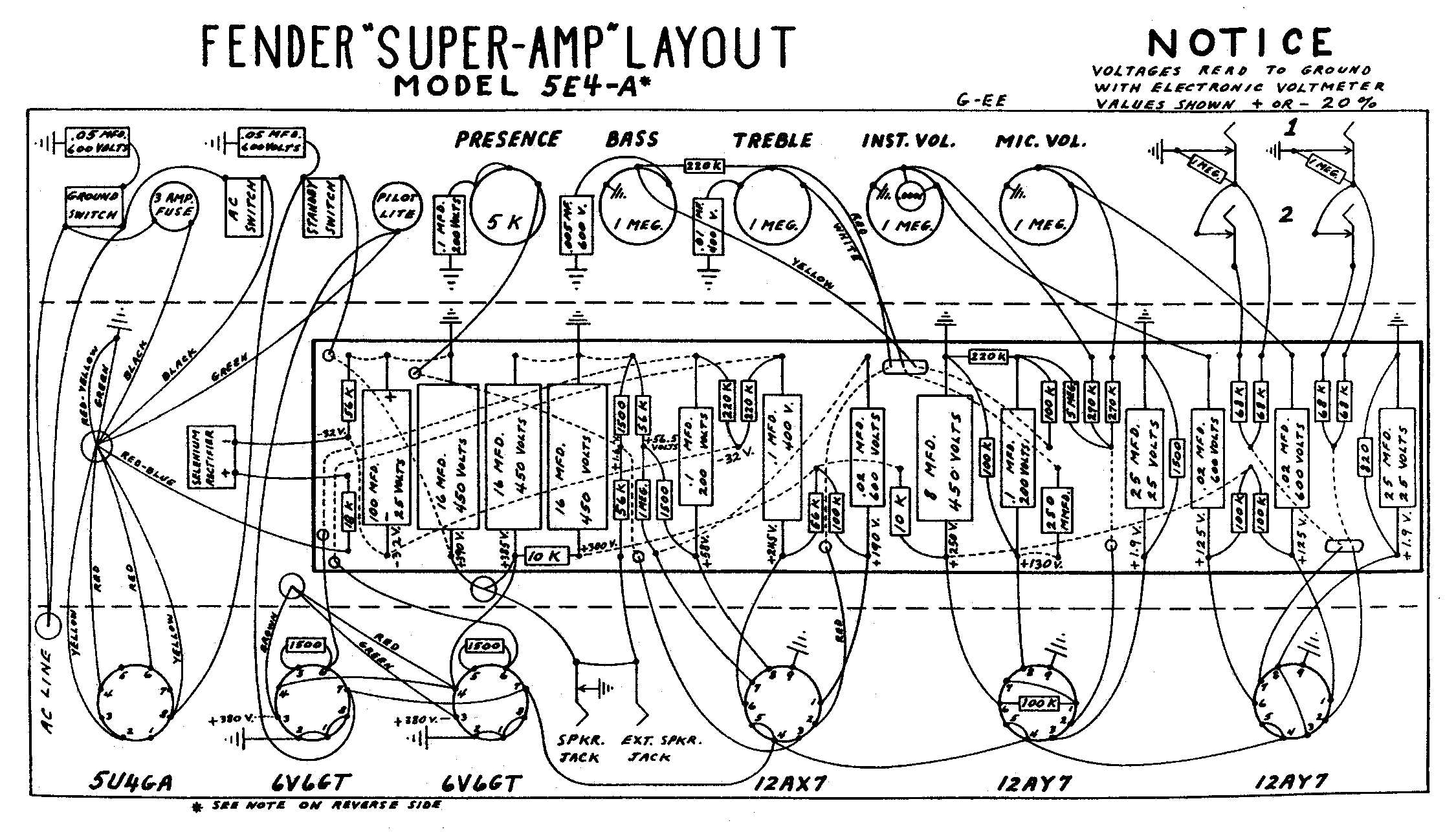 Схема Fender SUPER 5E4A