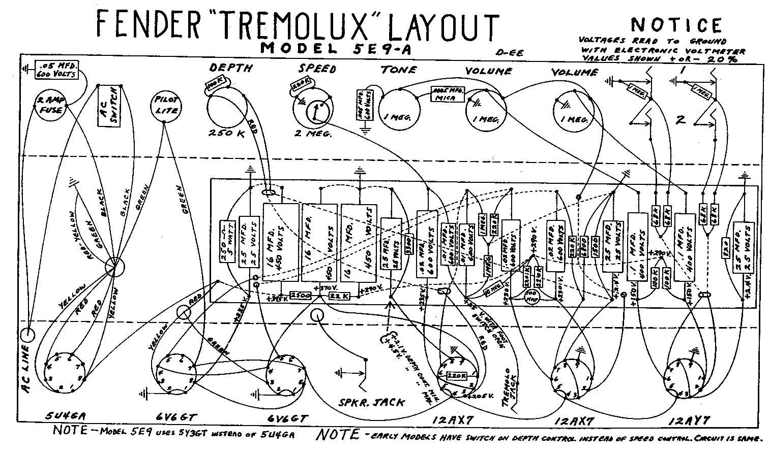 Схема Fender TREMOLUX 5E9A